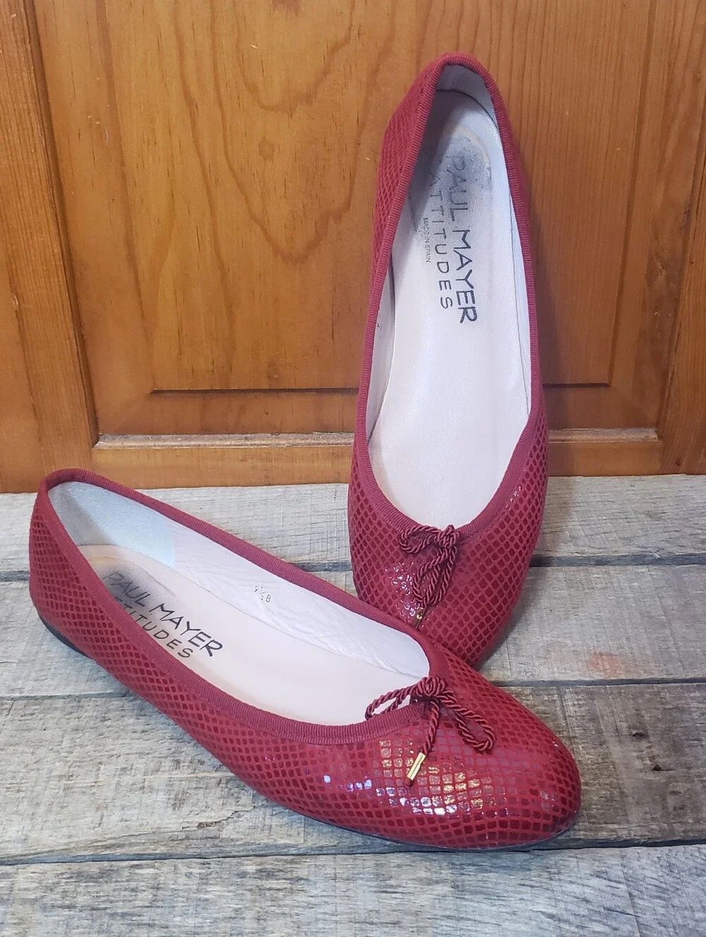 PAUL MAYER ATTITUDES Red Leather Ballet Flats 9.5
